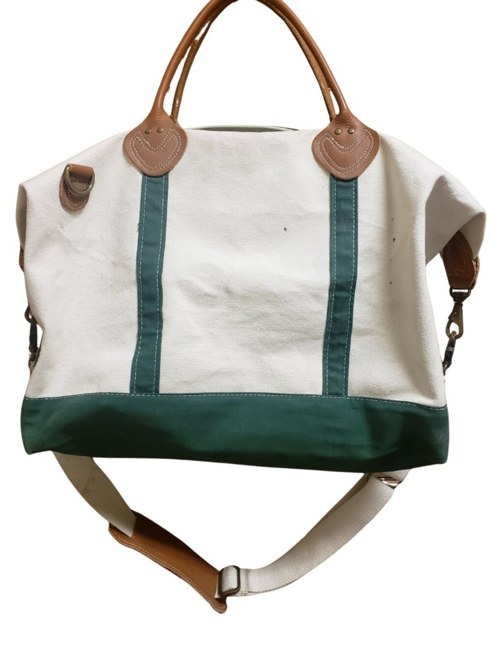 CB Station Canvas & Leather Weekender Duffel Bag Unisex Hunter Green - Picture 4 of 7